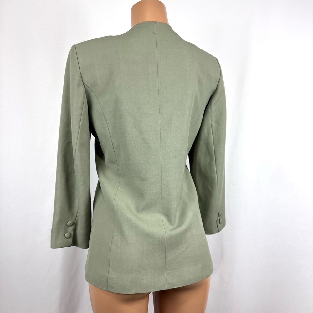 Vintage Algon Quins Womens Sz M Green Wool Blend Button Up Blazer Jacket Chinese - Picture 5 of 13